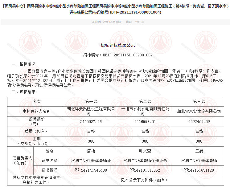 团风县漆家冲等9座小型水库除险加固工程团风县漆家冲等8座小型水库除险加固工程施工（第4标段：狗皮岩、帽子顶水库）评标结果公示.png